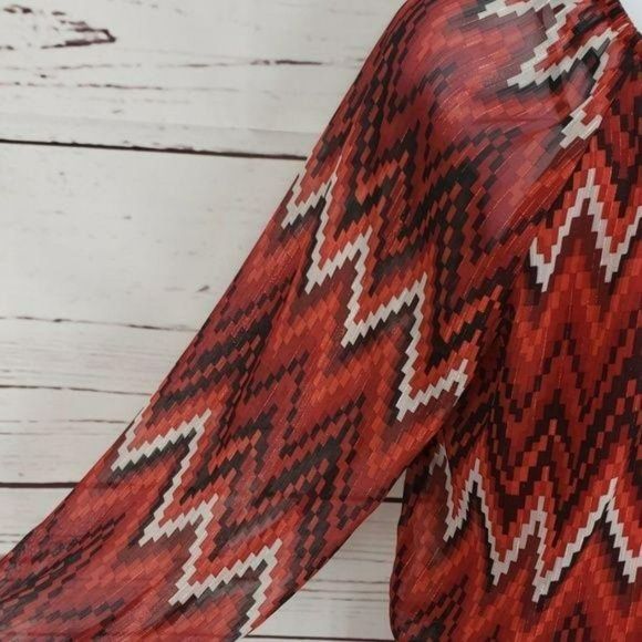 Amy Byer Red and Black Chevron Print Blouse - Picture 3 of 6